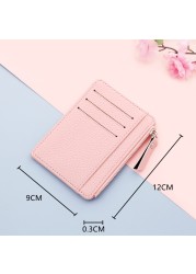 Small Ultra-thin Zipper Card Holder Solid Color Wallet Coin Purse Simplicity Credit Card Organizer Mini Wallet ID Card Holders