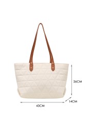 Women Exquisite PU Leather Embroidery Thread Tote Bag Designer Diamond Lattice Top Handle Bag Large Capacity Handbags