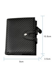 DIENQI RFID High Quality Men Wallets Big Trifold Black Leather Wallet Male Money Bag 2022 Vallet Black Coin Purse Drop Shipping