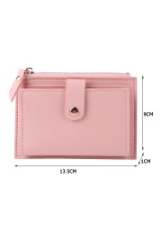 Fashion Women Solid Color Credit Card ID Card Multiple Slot Card Holder Ladies Casual PU Leather Small Coin Purse Pocket Wallet