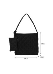 Casual Solid Color Women Underarm Shoulder Bags Fashion Cotton Quilted Lattice Printing Top Handle Handbags With Nylon Small Purse