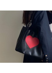 Xiuya Harajuku Kawaii Japanese Women Shoulder Bag Cute Heart Lolita Tote Bag Ladies Bags 2022 Big Shopper With Zipper