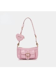 Xiuya Harajuku Kawaii Lolita Shoulder Bag Women PU Leather Candy Color Sweet Cute Crossbody Bag With Coin Purse Bags Purse