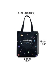 Women's shoulder bag 2022 canvas tote fashion girl bag simple large capacity shopper bag with wide zipper starry sky print handbag