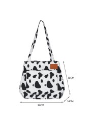 Women Oxford Cloth Shoulder Bag Fashion Cow Leopard Print Tote Bag Butterfly Pattern Bucket Bag Girls Double Layer Handbags