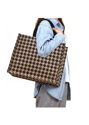 Linen Square Casual Ladies Shopping Bag Daily Shopping Bag Large Capacity Storage Bags For Home Travel