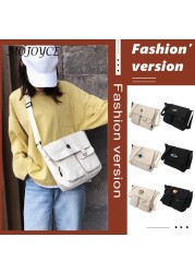 Fashion Student Zipper Crossbody Bags Solid Color Shoulder Bags Casual Ladies Bags Canvas Messenger Bags