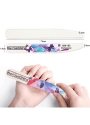10pcs/lot Wooden Nail Files 100/120/150/180/240 Butterfly Printed Strong Emery White Wood Files Buffer UV Gel Polisher Tools