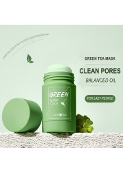 Green Tea Mask Solid Face Mask Oil Control Stick Moisturizing Cleaning Mask Acne Treatment Blackhead Removing Pores Purifying