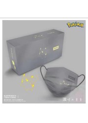 New Pokemon Pikachu Adult Disposable Mask Cartoon Pattern Printing 3 Layers Protection Breathable Dustproof Adult Anime Mascara