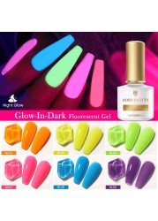 Born Pretty Pink Color Luminous Gel Nail Polish Glow In The Dark Neon Fluorescent Soak Off UV LED Top Coat Semi Permanent Varnish