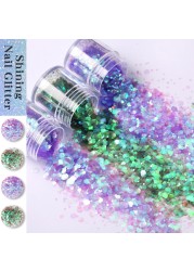 1 Box Nail Chips Sequins Paillette Crystal Nail Glitter Shining Pigment Dust Powder Nail Decoration Manicure Holographic Power