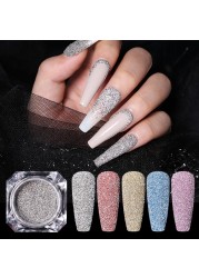 Gold Sliver Nail Reflective Crystals Powder Rainbow Glitter Shiny Pigment Iridescent Glass Micro Drill Nails Art Decoration