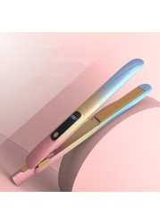 Hot Electric Hair Curler 2 in 1 Hair Crimper Straightener Wafer Curling Iron Wand LCD Display Temperature Adjust Gift Recommend