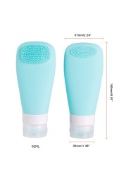 D2TA Silicone Travel Shampoo Bottle with Brush Container Shampoo Tubes Kit Leak Proof Refillable Liquid Holder for Lotion Soap Cream