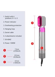 5 In1 Electric Hair Dryer Brush Comb Hot Air Hair Curler Styler Volumizer Negative Ion Straightener Barber Shop Blow Dryer Set