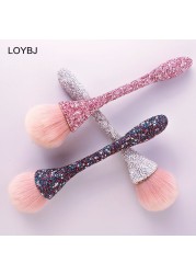 Loebig Luxury Diamond Makeup Brushes Set Shiny Loose Powder Foundation Blush Highlighter Brush Women Face Beauty Tools