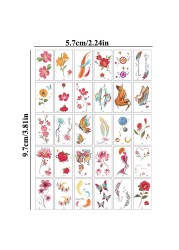 Women Temporary Tattoo Sticker Pink Butterfly Flower Feather Lotus 3D Fake Tattoo Body Hands Arm Leg Temporary Tattoos Femme