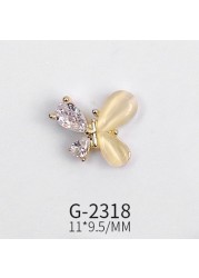 Nail Art Real Gold Zircon Heart Butterfly Shell Micro Inlaid Nail Diamond Decoration