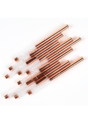 ANGNYA 9pcs/set Rose Gold Nail Art UV Gel Brush Set Pen Nail Art Builder Flat Crystal Painting Drawing Carving Pen Manicure Tool