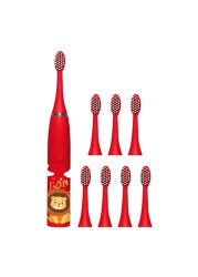 Cartoon Children Kids Electric Toothbrush with 8 Replaceable Toothbrush Head USB Rechargeable Waterproof Baby Toothbrush
