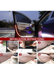 LED Car Door Welcome Light Safety Warning Streamer Lamp Strip 120cm Waterproof Auto Decorative Ambient Lights