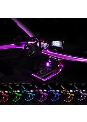 Auto Rear Car Neon Lamp Interior Ambient Lighting Lights RGB Atmosphere Lamp Fiber Optic for Automobile APP Control LED Strips