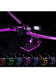 Car EL Neon Strip Light Car Ambient Light Sound Control Light RGB LED Auto Decor Atmosphere Lamp with 12V Cigarette Lighter