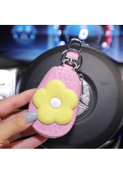 Genuine Leather Car Key Case Mini Car Key Cover Cute Keychain Storage Bag Purse Key Chain Pendant Girl Gift Car Accessories