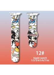 Disney Mickey Minnie Silicone Strap For Apple Watch Band 44mm 45mm 42mm 40mm 38mm 41mm iWatch Bracelet Apple watch 6 5 3 SE 7