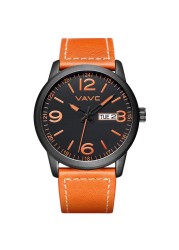 2022 New VAVC Quartz Watches Men Black Leather Band Causal Analog Dress Quartz Wrist Watch with Black Face and Simple Design