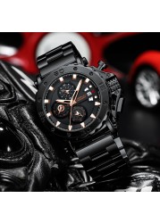 Relogio Masculino CRRJU Sport Chronograph Mens Watches Luxury Brand Full Steel Quartz Watch Waterproof Big Double Watch Men