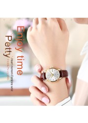 OLEVS-Women's Quartz Watches Casual Fashion Brown Leather Luminous Water Resistant Ladies Wrist Watch