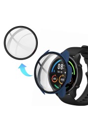 Computer With Glass Case For Mi Watch Color Tempered Glass Full Cover Protective Shell Bomber Sreeen Case For Xiaomi Mi Watch Color