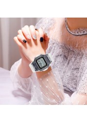 Transparent Digital Watch Square Women Electronic Sports Watches Wristwatch Clock Reloj Mujer Watches Dropshipping