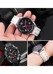 Ceramic Band for Samsung Galaxy Watch 4 40/44mm Watch4 Classic 42/46mm Quick Release Strap with Butterfly Buckle Bracket Watch