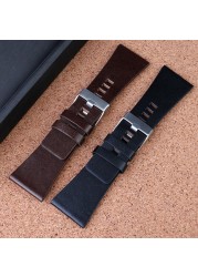 For Diesel Watches Men's Wristwatches Large Size Watch Bands P-Olice 26mm 28mm 30mm 32mm Black Brown Genuine Calf Hide Leather Strap