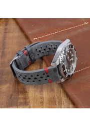 New Design Oil Wax Cowhide Watch Band 8mm 20mm 22mm 24mm Vintage Porous Watch Strap Handmade Watch Accessories