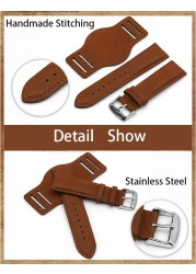 18mm 20mm 22mm Retro Handmade Genuine Leather Watch Band Cowhide High Quality Leather Watch Strap Bracelet Replacement Wristband