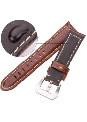 Genuine Leather Watch Band for Men, Dark Brown, 20mm, 22mm, 24mm Cowhide Watch Accessories