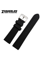 For SKX007 SKX009 Wristband Nylon Canvas Durable Sport Quilted Watch Strap Comfortable Leather Lining Band 18 19 20 21 22 23 24mm