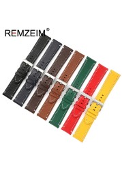 Double-sided Leather 18mm 20mm 22mm 24mm Watchband Quick Release Watch Band Strap Men Women Yellow Red Black Watch Accessories