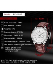 PAGANI Design 40mm New Men's Quartz 200M Water Resistant Watch Classic Luxury Sapphire Glass Leather Strap VH65 Mechanical Wristwatch