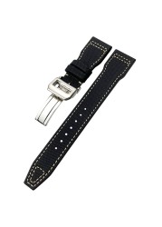 20/21/22mm High Quality Calfskin Leather Nylon Watch Strap Fit For IWC Pilot SPITFIRE MARK18 PORTOFINO Best Gun IW3777 Watchband