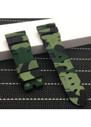 24mm 26mm Camouflage Colorful Silicone Rubber Watch Band Replacement for Panerai Strap Watch Band Waterproof Watchband Free Tools