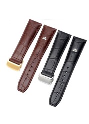 For Morris LACROIX Eliros watchband first layer calf leather 20mm 22mm with folding buckle black brown cow genuine leather strap