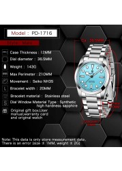 PAGANI New Design Men Automatic Watches 36mm Luxury Brand Sapphire Mirror NH35 Automatic Men's Watch Reloj Hombre