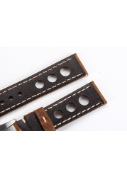 Soft Leather Watch Strap with Buckle, Antique Brown, Breathable, Cowhide, Three Holes, 20mm 22mm