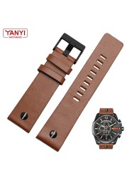 Genuine Leather Watchband Bracelet 22 24 26 28 30mm Watch Strap with Rivet for Diesel DZ7406 DZT2009 DZ7413 DZ7257 Watch Band