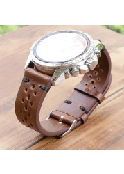 Retro Genuine Leather Watchband 18mm 20mm 22mm 24mm Calfskin Watch Straps Breathable Breathable Handmade Stitching For Men